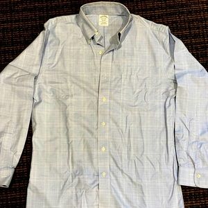 Brooks Brothers non iron checked blue shirt